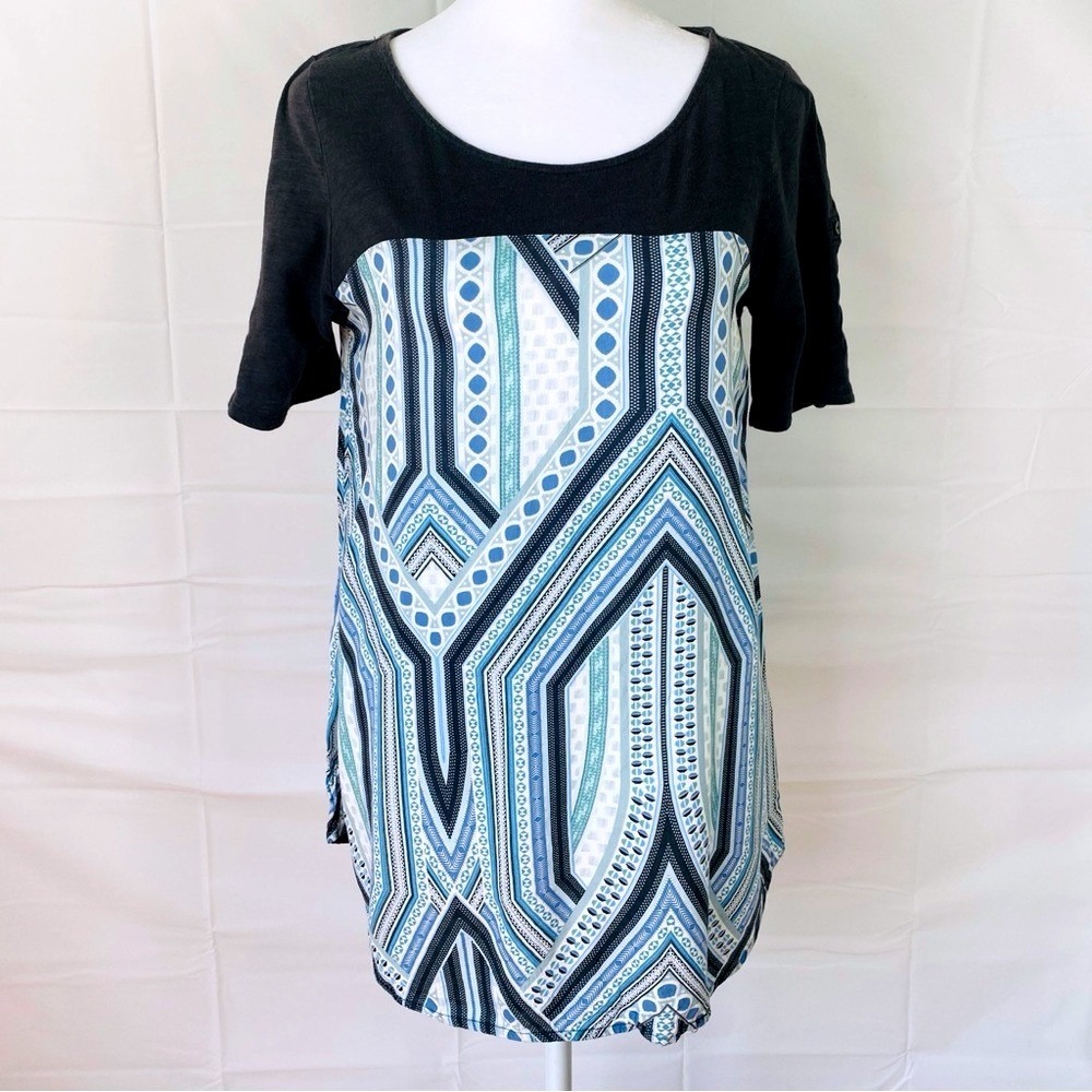 Anthropologie Meadow Rue Top Small Tunic Shirt Short Sleeve